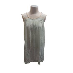 Silky feel mint green small nightgown vintage with lace trim